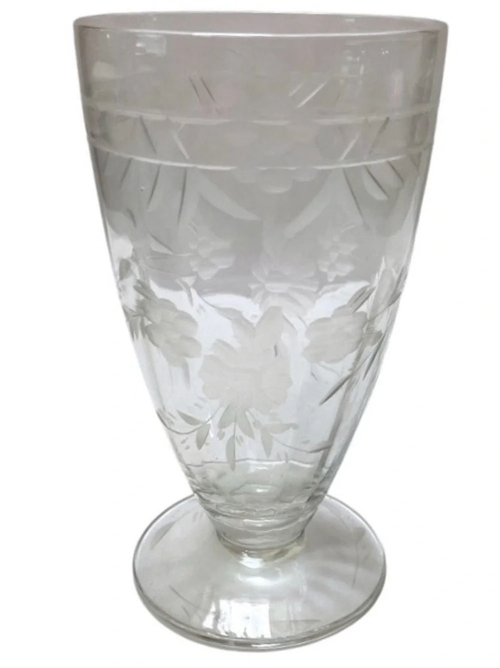 6 Rock Sharpe 2011-27 Cut Crystal Iced Tea‎ Glasses Floral Vintage Tall Tumblers